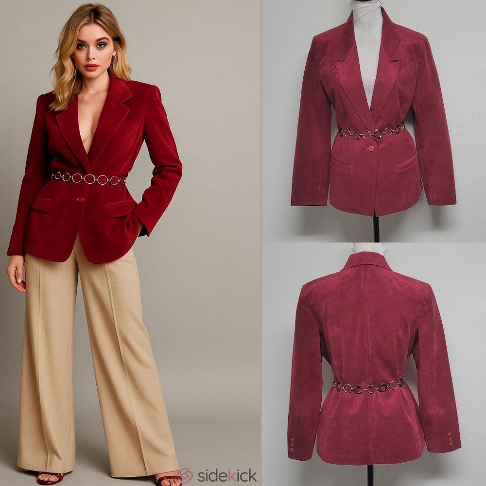 70s Vintage Count Romi ILGWU Made Raspberry Red Notched Collar Blazer Jacket 12